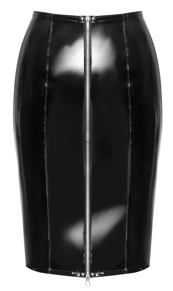 Black Level Vinilna suknja XL Crna - Dvosmerni rajsferšlus, Dužina do kolena, Sjajni finiš
