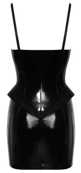 Black Level Vinil Mini Haljina Peplum S Podesive Naramenice Crna