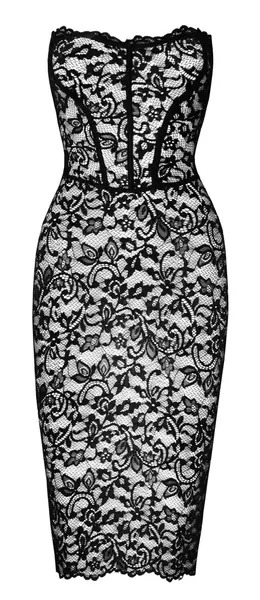 Noir Handmade haljina S cvetna čipka crna bez rukava korset stil