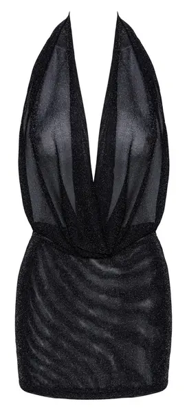 Noir Orgia Luminara halter mini haljina crna srebrna XL
