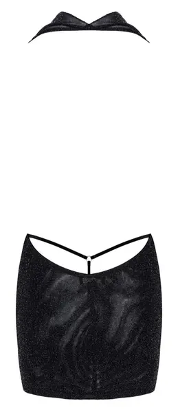 Noir Handmade Orgia Luminara haljina M srebrni sjaj halter crna