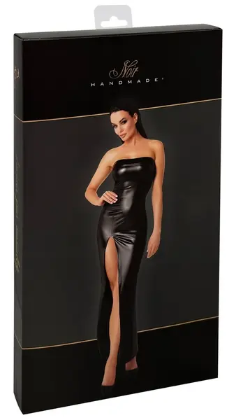 Noir Handmade Orgia dugačka Powerwetlook haljina bez naramenica crna M