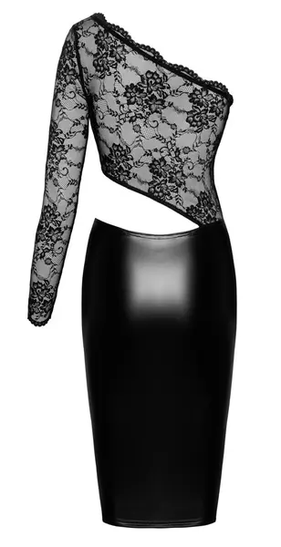 Noir Handmade Orgia Powerwetlook haljina sa čipkanim gornjim delom XL