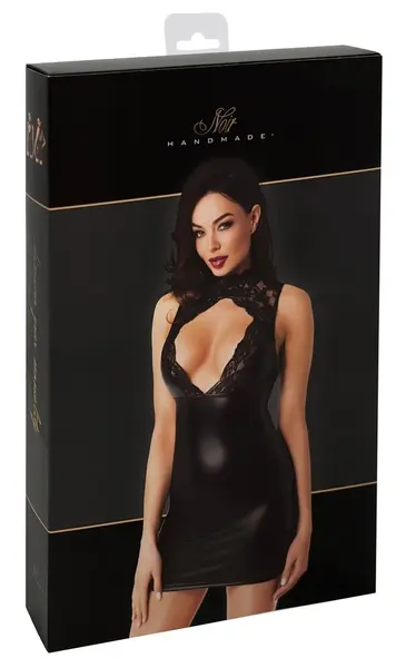 Noir Handmade Orgia Powerwetlook Mini Haljina sa Čipkom, Veličina L