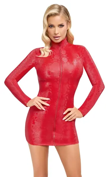 Cottelli PARTY Crvena Zmijski Efekat Haljina XL sa Prednjim Rajfešlusom