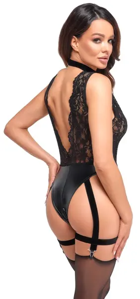 Noir Handmade Body Biseri L - Podesiva Čipka i Mat Završna Obrada Bodysuit