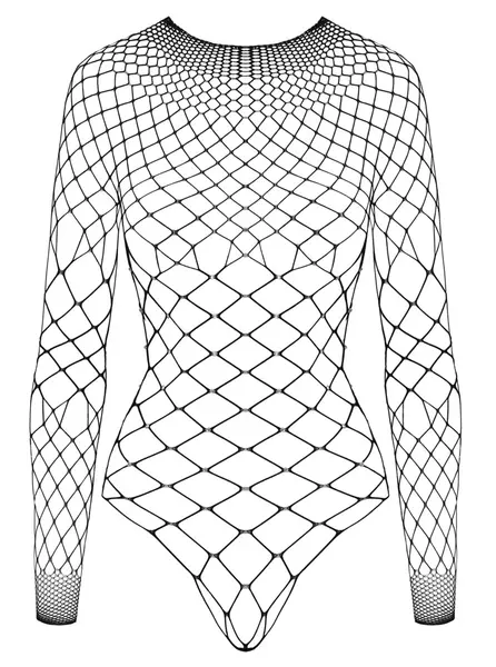 Cottelli FANTASY S-L Crni Mrežasti Bodysuit sa Rhinestone-ovima, Dugi Rukav