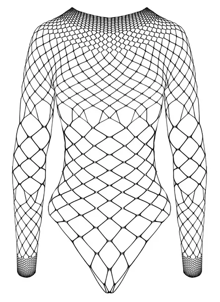 Cottelli FANTASY S-L Crni Mrežasti Bodysuit sa Rhinestone-ovima, Dugi Rukav