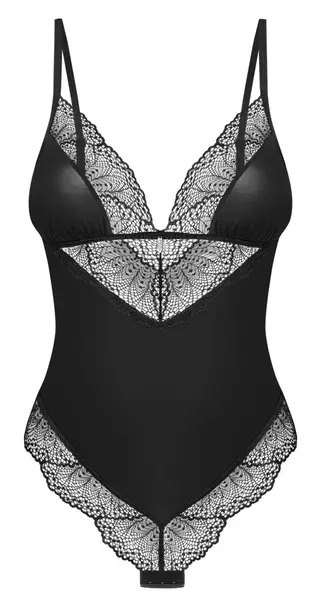 Obsessive Lobelis Body Crni XS/S - Elegantna Čipka i Velur Završna Obrada