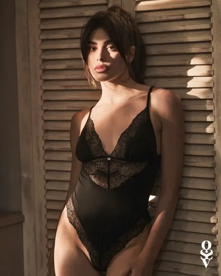 Obsessive Lobellis Bodysuit XL/2XL Crni - Meka Čipka i Podesivi Kroj