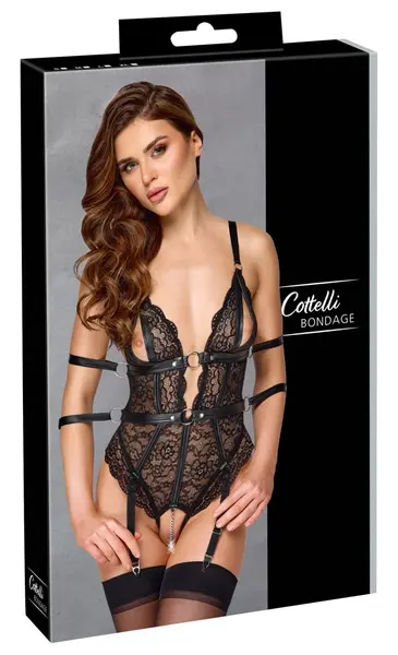 Cottelli Bondage Body M Čipka Crni - Podesive Trake i Stege