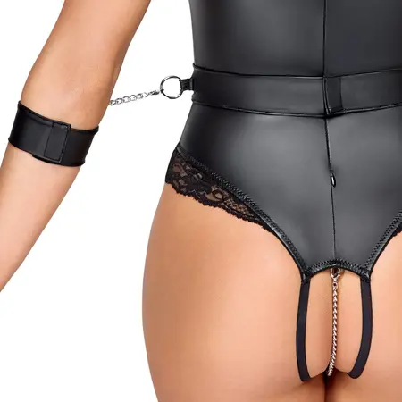 Cottelli Collection Bondage Body M - Black Matte Look with Restraint Belt