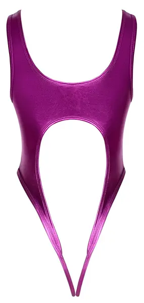 Cottelli Lingerie Metalik Pink Bodysuit L/XL - Sjajan High-Leg Dizajn