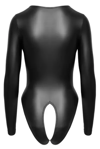 Cottelli LINGERIE Crni Mat Bodi Dugih Rukava, Otvoreni Front, S