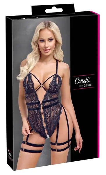 Cottelli LINGERIE Body Lace XL Black Floral Lace Adjustable Straps