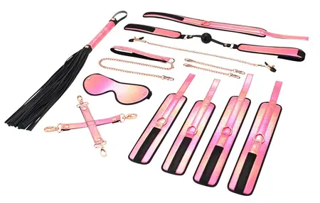 Liebe Seele Vivid Sakura 8-Piece Bondage Set Glossy Pink Gold Details