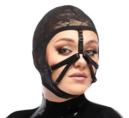 Bad Kitty Lace Head Mask Black - Stretchable Elegant Design