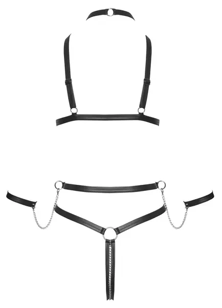 Bad Kitty Adjustable Strap Harness Body S with Removable Chains