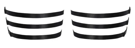 Cottelli Accessories Trostruko podesive podvezice L/XL, crni sjaj, kristali