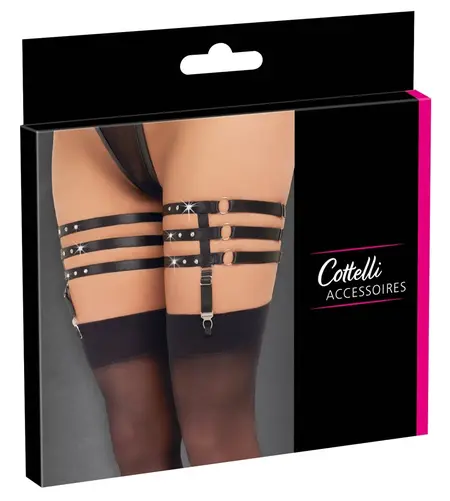 Cottelli Accessories Trostruko podesive podvezice sa kristalima S/M
