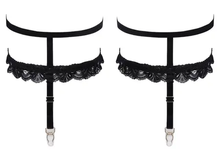 Cottelli Accessories Somotne čipkaste podvezice S/M crne, podesivi par