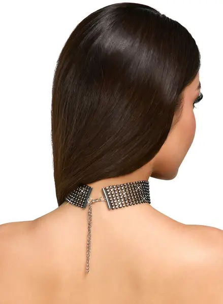 Cottelli Accessories Crni podesivi čoker sa kristalima, 36 cm + produžetak