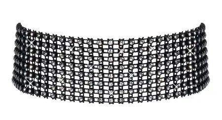 Cottelli Accessories Crni podesivi čoker sa kristalima, 36 cm + produžetak