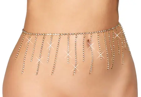 Cottelli Accessories Zlatni bikini lanac sa kristalima, podesiv