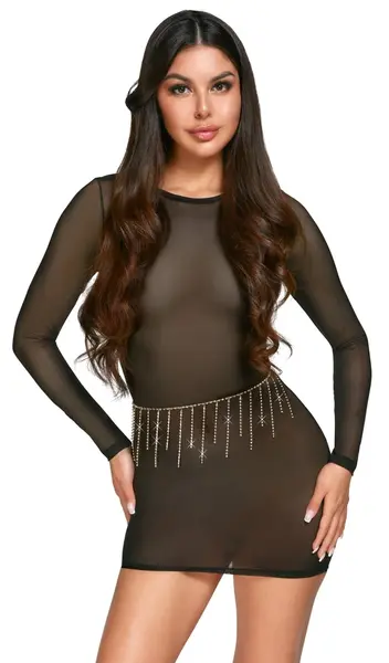 Cottelli Accessories Zlatni bikini lanac sa kristalima, podesiv
