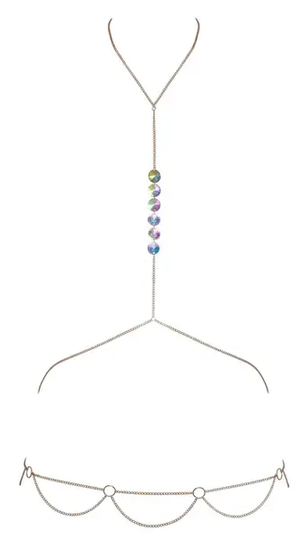 Cottelli ACCESSOIRES Zlatni body lanac sa hologramskim draguljima, podesiv