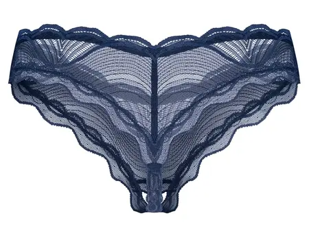 Obsessive Nightly Blue čipkasti otvoreni tanga XS/S - Elegantan providan veš