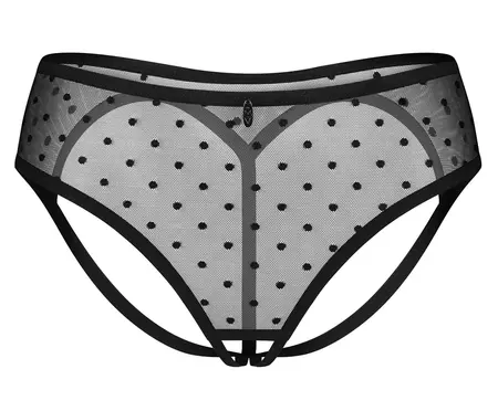 Obsessive Nuites Panty Bez Međunožja 2XL/3XL Crna Mrežasta Sa Tačkicama