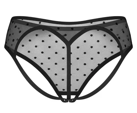 Obsessive Nuites Panty Bez Međunožja 2XL/3XL Crna Mrežasta Sa Tačkicama