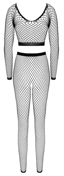 Cottelli FANTASY Crni Mrežasti Crop Top i Helanke Bez Međunožja Set S-L
