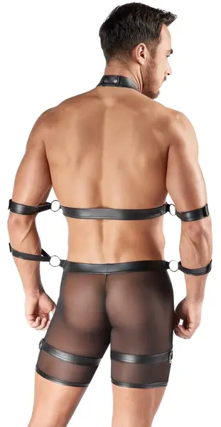 Svenjoyment Bondage Muški Powernet crni pojas set M sa podesivim kaiševima