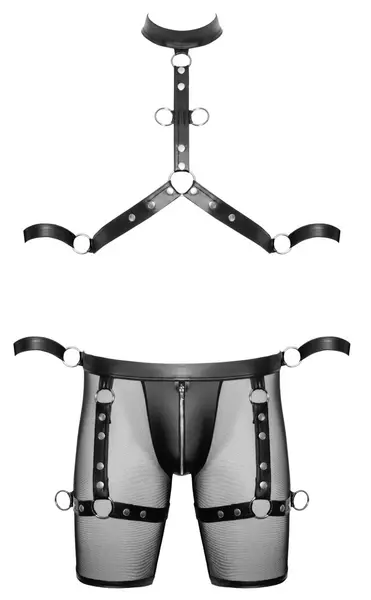 Svenjoyment Bondage Muški Powernet crni pojas set M sa podesivim kaiševima