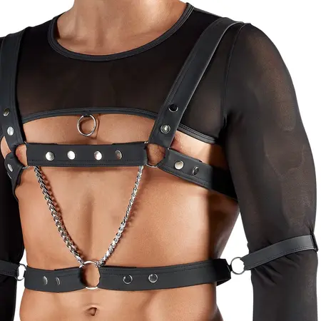 Svenjoyment Bondage Set M - Crni Powernet intimni outfit sa narukvicama