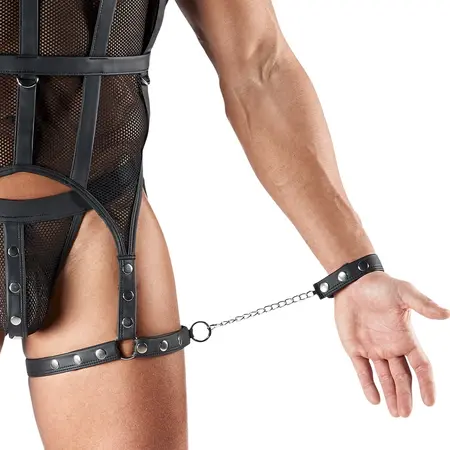 Svenjoyment Bondage Serija XL Mrežasti Set sa Pojasom i Lisicama Crni