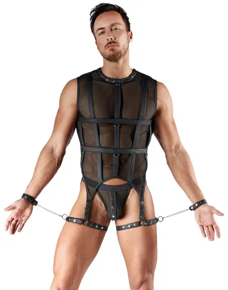 Svenjoyment Bondage Mrežasti Set S - Muški Pojas i Komplet za Vezivanje, Crni