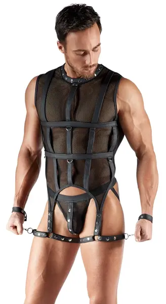 Svenjoyment Bondage Mrežasti Set S - Muški Pojas i Komplet za Vezivanje, Crni