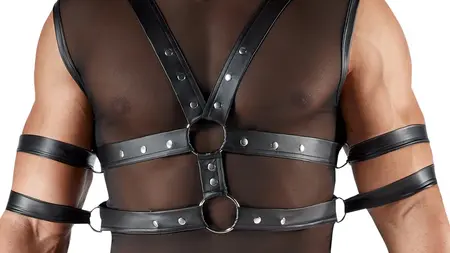 Svenjoyment Bondage Muška Powernet Majica i Set za Vezivanje Crni S
