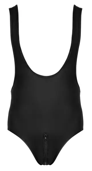 Svenjoyment Men's Bodysuit S Black Matte Wrestler Style Zippered Front