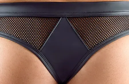 Svenjoyment XL muški tanga - crni mat i mrežasti, detalj sa kopčom na pritisak