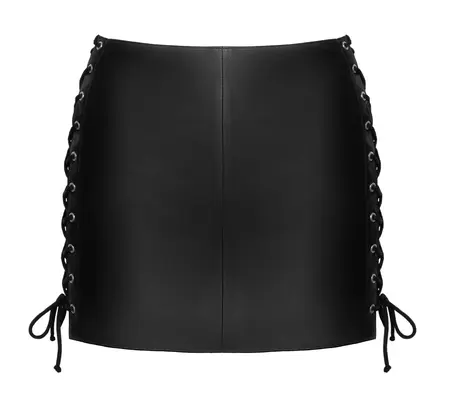 ZADO Lamb Leather Skirt S - Slim Fit, Decorative Lacing, Black