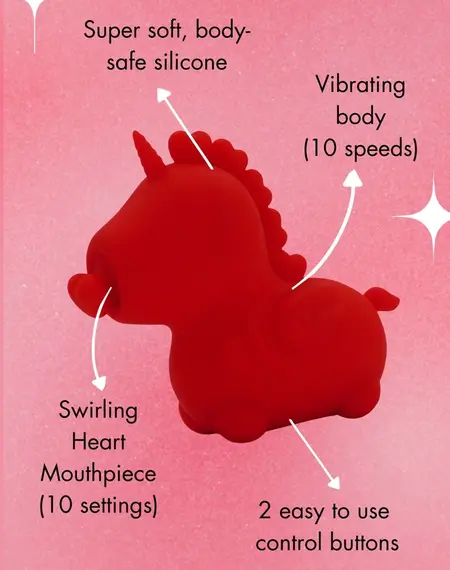 Unihorn Cupids Beau vibrator sa srcolikim jezikom, roze, 9cm