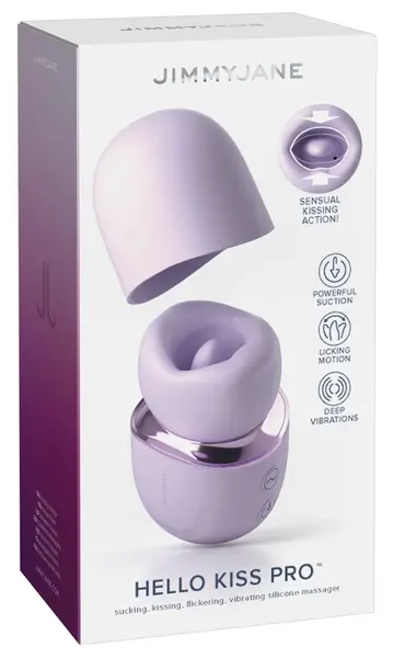 JimmyJane Hello Kiss Pro Compact Lay-On Vibrator with Suction & Licking Modes