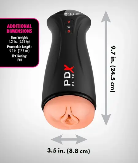 PDX Elite Fuck-Gasm Light Automatizovani intimni uređaj, 24.5cm, crna