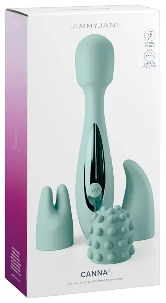 JimmyJane Canna Multifunctional Massage Wand with 3 Attachments, Black