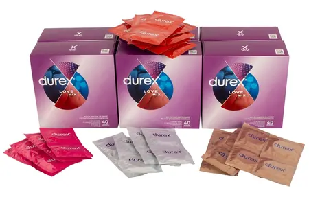 Durex Love Mix Assorted Condoms 40pcs - 5 Types, Anatomical Shape