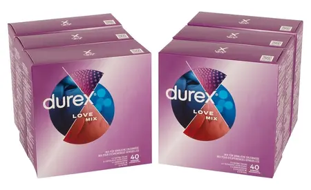 Durex Love Mix Assorted Condoms 40pcs - 5 Types, Anatomical Shape